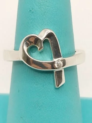 Tiffany & Co. Paloma Picasso SS 925 & 2 Pt Diamond Loving Heart
